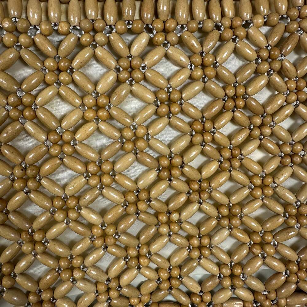 The Sak Vintage Y2K Woven Blonde Wood Beads Handbag Purse - Picture 2 of 7